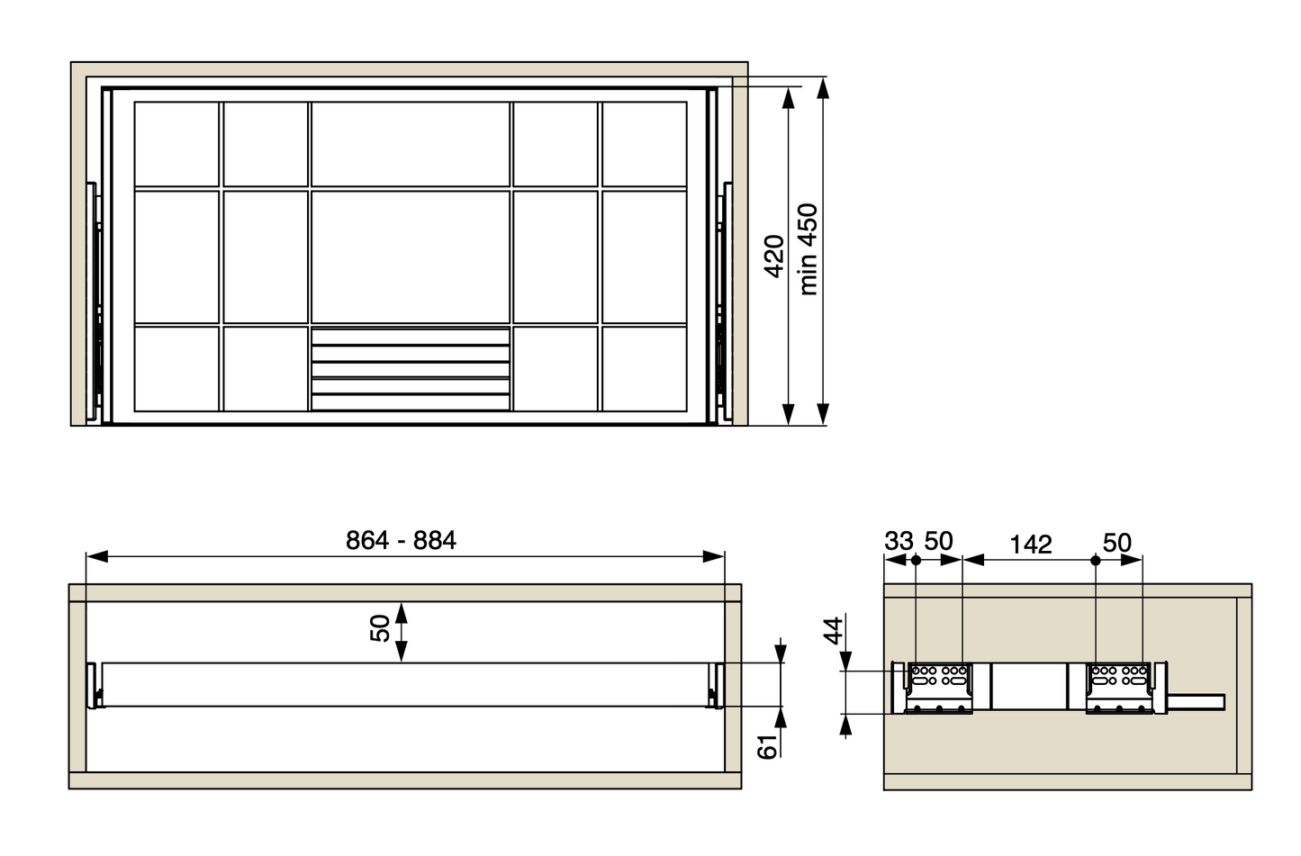 Wardrobe Pull Out Drawer Organiser Box Dark Grey