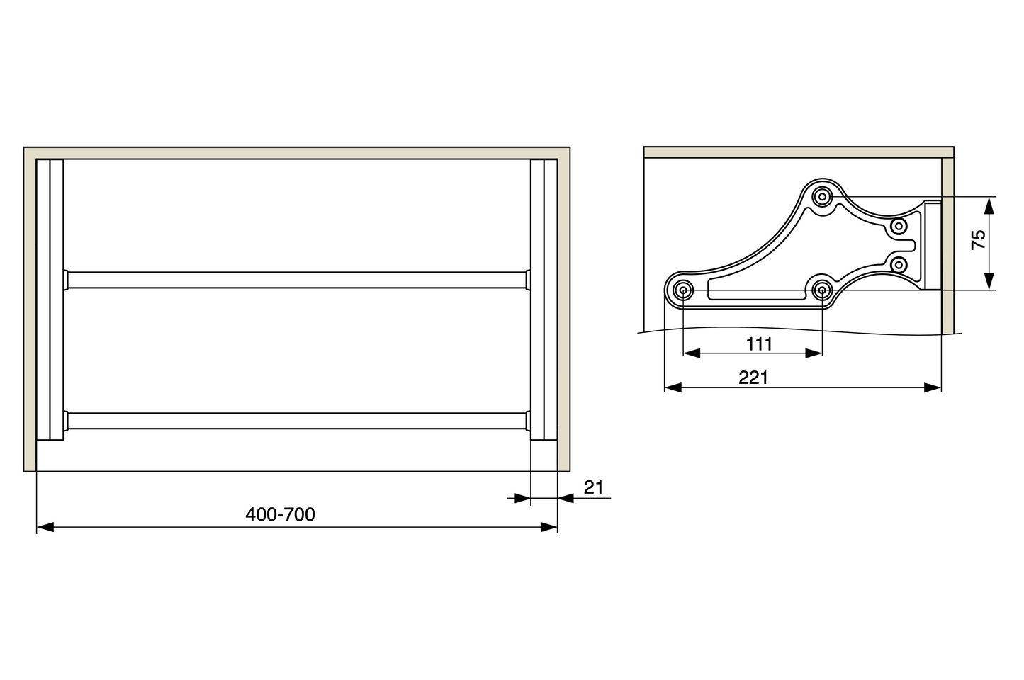 Shoe Rack Extendable Telescopic 400-1100mm Shelf
