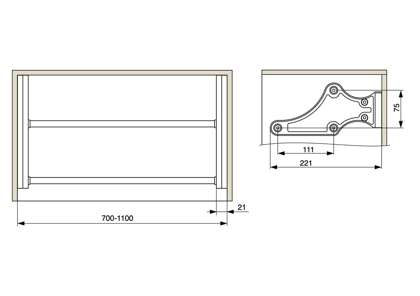 Shoe Rack Extendable Telescopic 400-1100mm Shelf