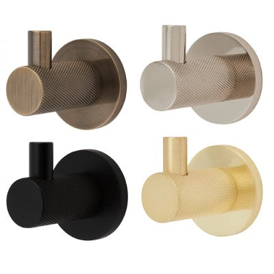 Single Knurled Coat Hook Wall Door Mounted Hanger