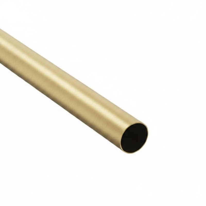 A close-up of a smooth, light beige or cream-colored cylindrical rod or tube segment, showing a circular black end, set against a plain white background.