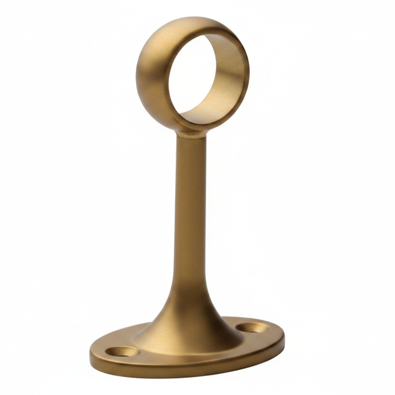 A polished brass door pull handle with a circular ring top and a flat mounting base, shown on a plain white background.