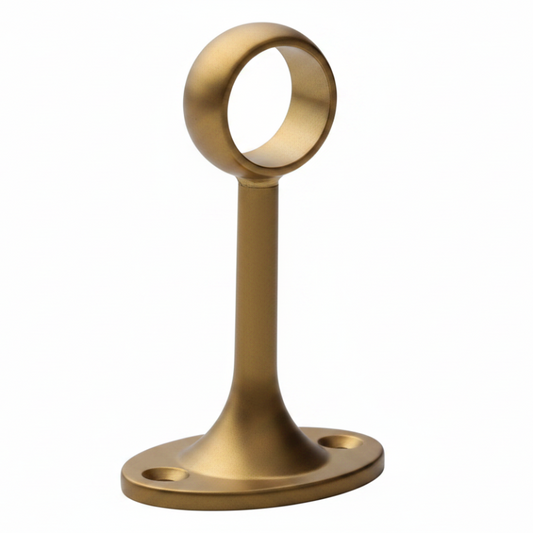 A polished brass door pull handle with a circular ring top and a flat mounting base, shown on a plain white background.