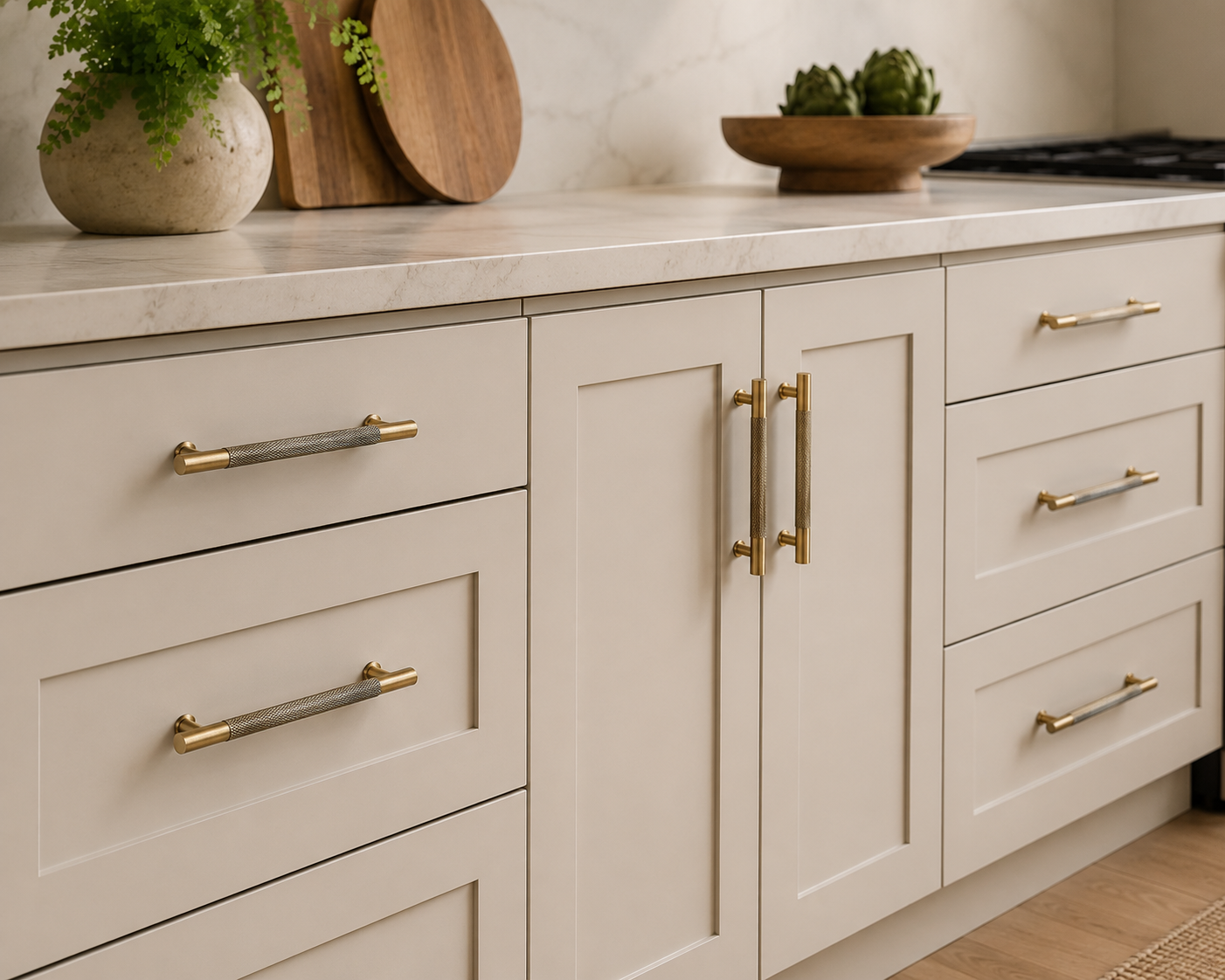 Cabinet Knurled Pull Handle ANTIQUE BRASS T-Bar Modern Knob