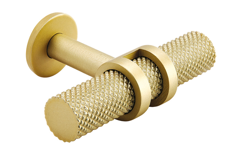 Barchester Knurled Double Ringed T-Bar Knob Satin Brass