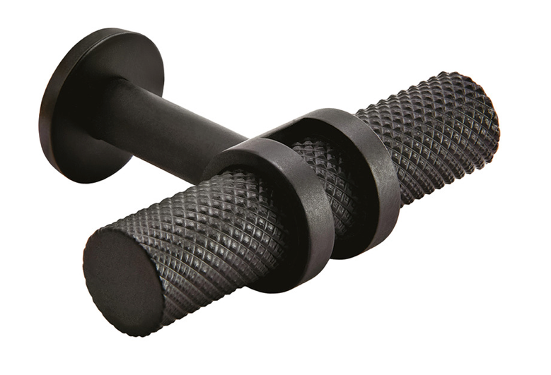 Barchester Knurled Double Ringed T-Bar Knob Matt Black