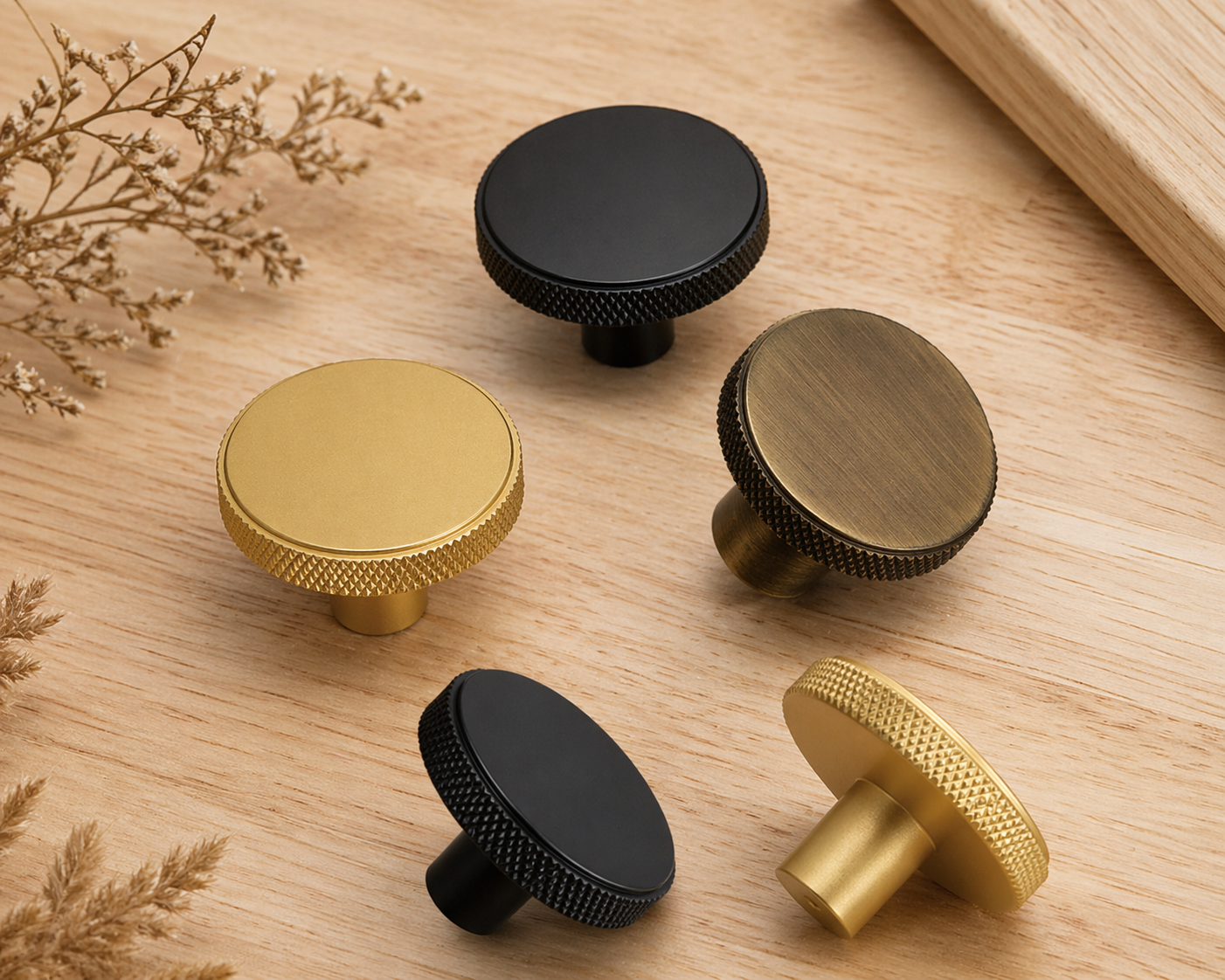 Hafele Barchester Knurled Cupboard Knob Satin Nickel