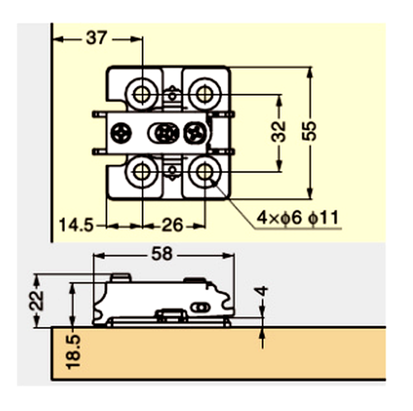 Sugatsune Mounting Plate Nickel J95-P6T Heavy Duty 0mm