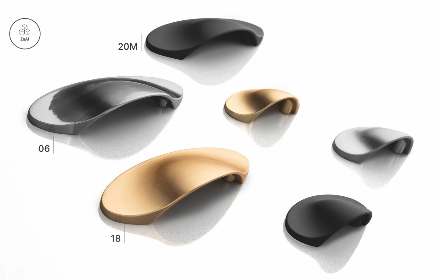 Cabinet Cup Pull Handle SHELL Matt Black