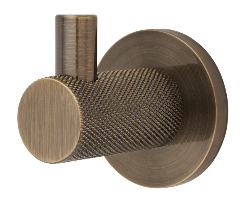 Single Knurled Coat Hook Wall Door Mounted Hanger