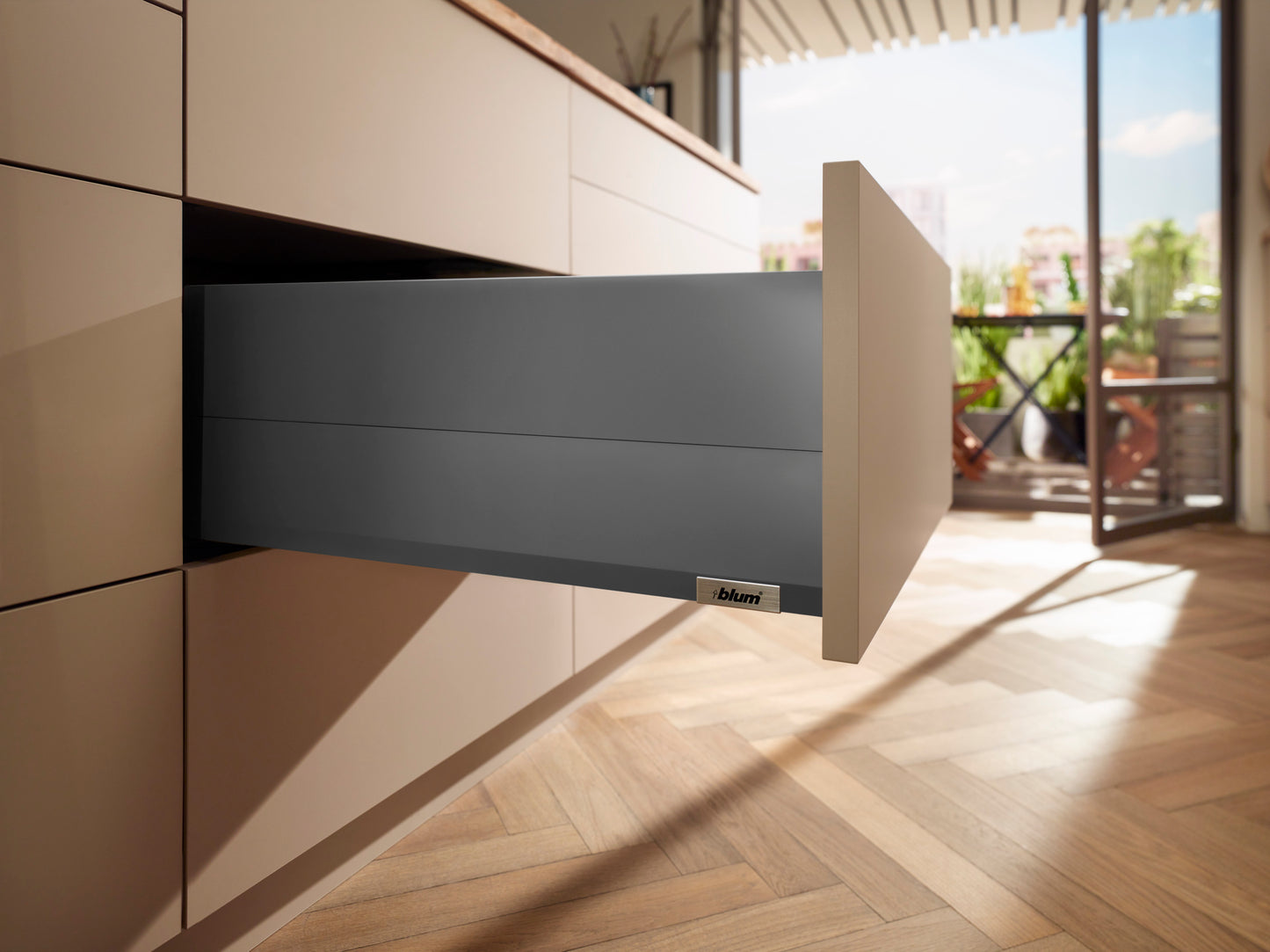 Blum MERIVOBOX Drawer Set E Height BOXCAP INTERNAL Orion Grey