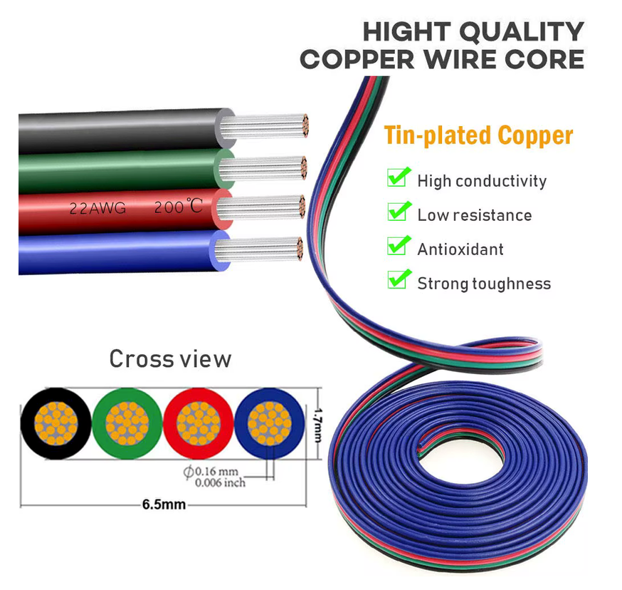 RGB LED Strip Tape 4-Pin Wire Cable